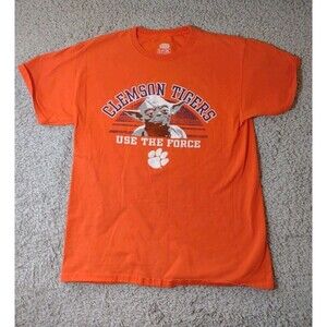 Clemson Tigers Use The Force Yoda Star Wars Tshirt M Orange Short Sleeve